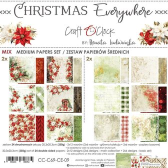 Mix Paper set 20.3x20.3cm Christmas Everywhere p/24vel