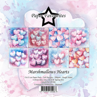 Paper pad 15x15cm Marshmallows hearts p/24vel