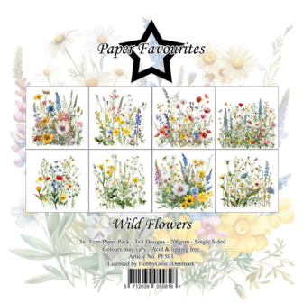 Paper pad 15x15cm Wild Flowers p/24vel