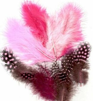 Veren roze p/18st Marabou&amp;Guinea