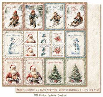 Scrappapier Christmas Nostalgia - To cut out plaatjes 30.5x30.5cm p/vel 