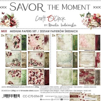 Mix paper pad 20.3x20.3cm Savor the moment p/24vel