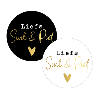 Sticker Liefs sint en piet 40mm 2 soorten p/20st wit-zwart