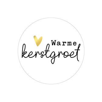 Sticker Warme kerstgroet 40mm p/20st wit-goud