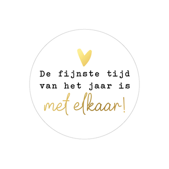 Sticker De fijnste tijd van het jaar is met elkaar 40mm p/20st wit-goud