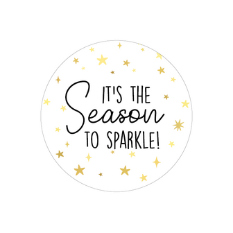 Sticker Its the season to sparkle 40mm p/20st wit-goud