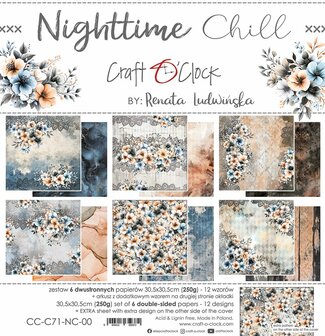 Paper pad 30.5x30.5cm Nighttime Chill p/6vel