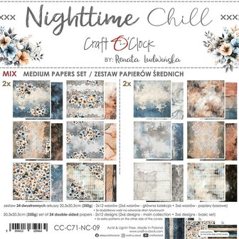 Mix paper pad 20.3x20.3cm  Nighttime chill p/24vel