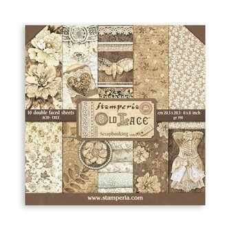 Paper pad 20x20cm Old lace p/10vel