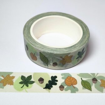 Washi tape bladeren 15mm p/st