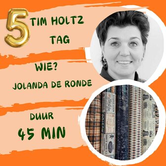 Workshop 5: Jolanda de Ronde Tim holtz label met oa stof 15.00-15.45 zaterdag