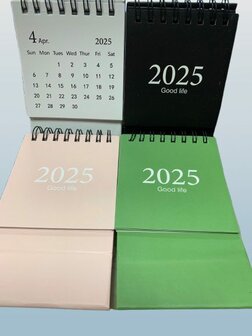 Kalender 2025 p/10st zwart, zelfstaand