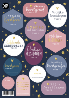 Stickervel kerst roze paars wit A5 p/vel