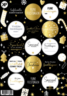 Stickervel zwart goud liefdevolle kerstdagen A5 p/vel