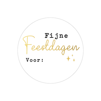 Sticker fijne feestdagen voor: 40mm p/20st wit-goud