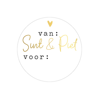 Sticker Van: Sint &amp; Piet voor: p/20st wit goud zwart