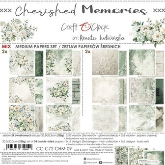 Mix paper pad 20.3x20.3cm Cherished Memories p/24vel