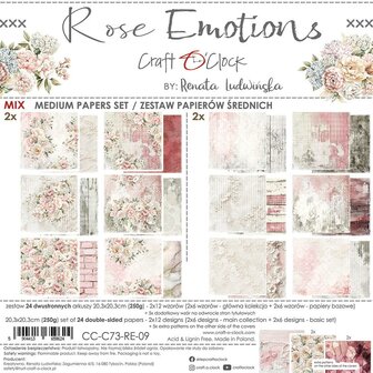 Mix paper pad 20.3x20.3cm Rose Emotions p/24vel