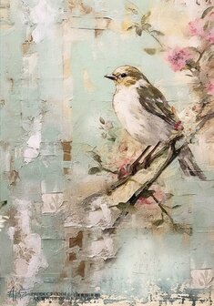 Rice Paper Soul of Spring grote vogel A4 p/vel