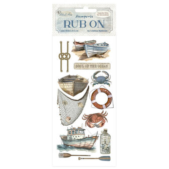 Silent Sea Rub-On 10x21cm Boat 