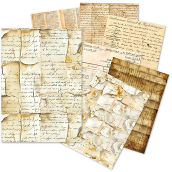Rice Paper Vintage Manuscript  tissue paper set p/24vel