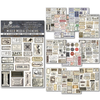 Vintage Scripts Mixed Media Stickers p/10vel