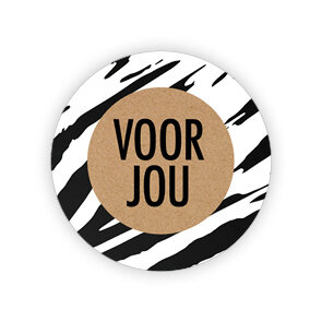Sticker voor jou 35mm p/20st kraft/zwart/wit