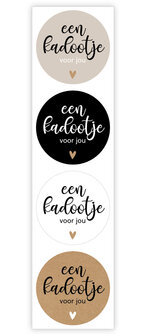 Sticker een kadootje 35mm p/20st kraft/wit/zwart