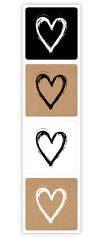 Stickers hart zwart p/20st assorti kleuren