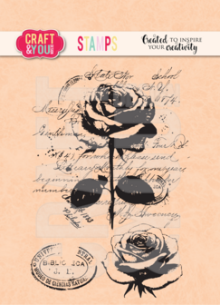 Clear stamp Roos met tekst p/st
