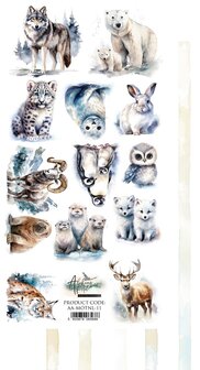 Scrappapier Magic of the Northern Lights &ndash; extras to cut 15x30cm p/vel ijsbeestjes