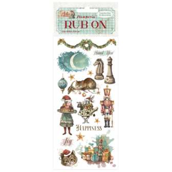 Alice in Christmas Rub-On 10x21cm kat en cadeautjes