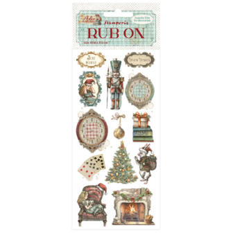 Alice in Christmas Rub-On 10x21cm klok openhaard