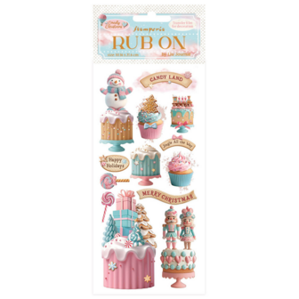 Candy Christmas Rub-On 10x21cm Cakes