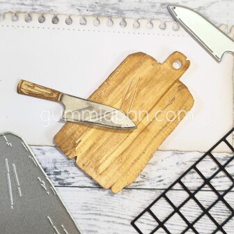 Stans houten snijplank met mes p/st