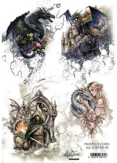 Rice Paper The legends of the dragons - draken A4 p/vel