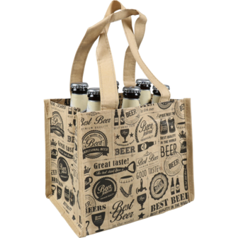 Biertas reusable voor 6 flesjes bier p/st 21x14x18cm