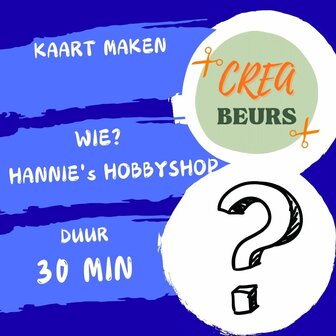 Workshop: Hannies Hobbyshop tijd: 11.15-11.45 zaterdag