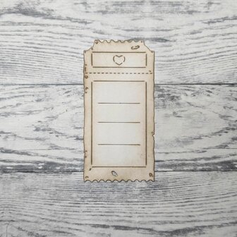 Stans ticket breed versleten hart met lijntjes 37x75mm p/st