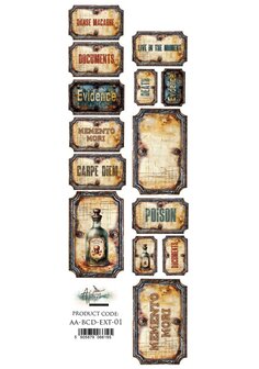 Papierstrook Behond closed doors 30x5cm labels dans macabre