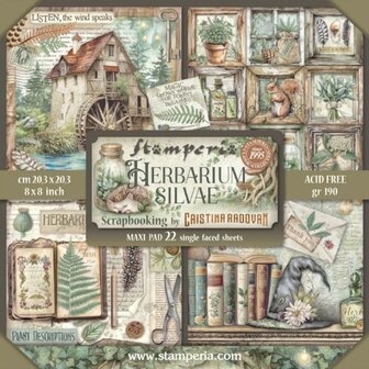 Paper pad 20x20cm Herbarium Silvae (single face) p/22vel