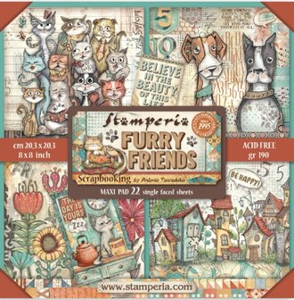 Paper pad 20x20cm Furry Friends  (single face) p/22vel