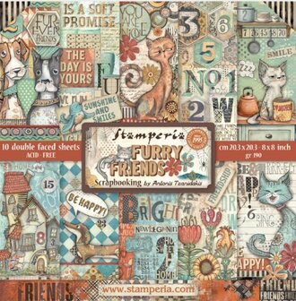 Paper pad 20x20cm Furry Friends p/10vel  