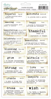 Art Journal Paper Stickers Dictionary Words Happy 15x30.5cm p/vel