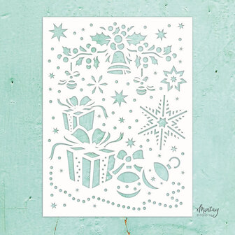 Stencil kerst cadeautjes 15x15cm p/st