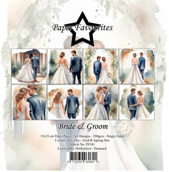 Paper pad 15x15cm Bride &amp; Groom p/24vel