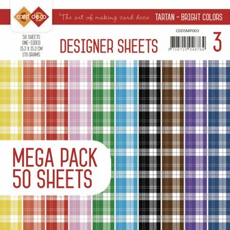 Paper pad Tartan Bright Colours 15.2x15.2cm p/50vel