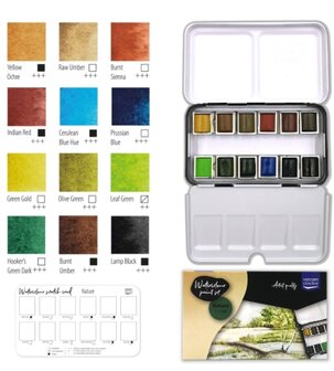 Vaessen Creative &bull; Aquarelverf Set natuurkleuren 12 kleuren p/set