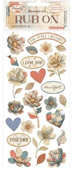 Family Rub-On 10x21cm Patchwork Flowers