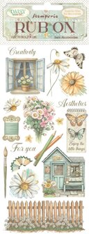 Daisy Art Rub-On 10x21cm gele daisy